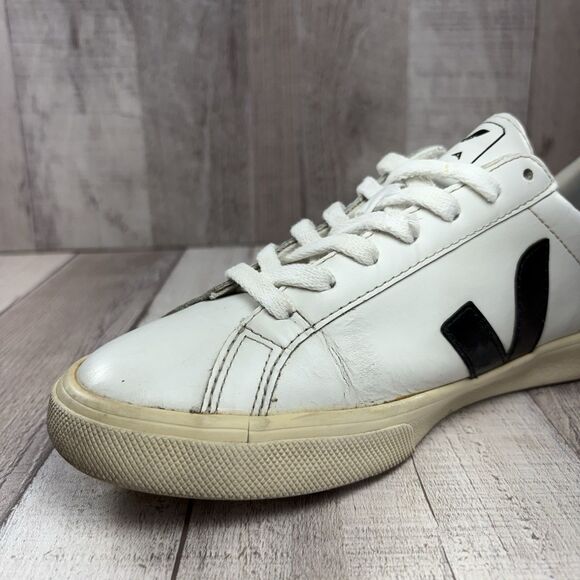 Veja Esplar Women's Size 7 Campos Leather Sneakers Lace Up Low Top White Black - Picture 10 of 15